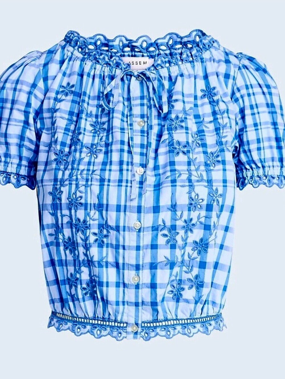 New Free Assembly Women's Embroidered Cropped 100% Cotton Top Short sleeve